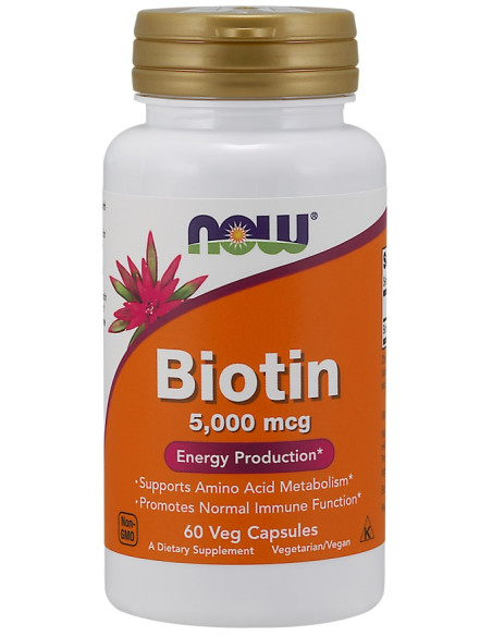 Biotin, 5000mcg - 60 vcaps | NOW Foods
