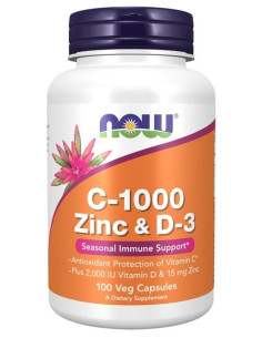C-1000 Zinc & D-3 - 100 vcaps | NOW Foods