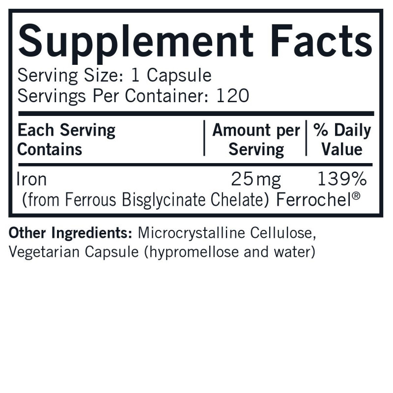Iron Ferrochel® 25mg - 120 Capsules | Kirkman Labs