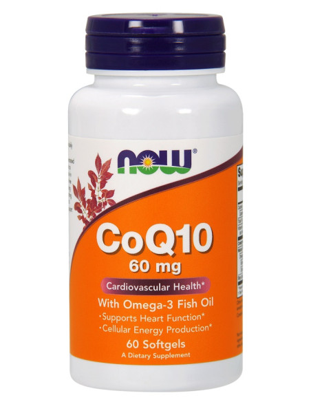 CoQ10 with Omega-3, 60mg - 60 softgels | NOW Foods