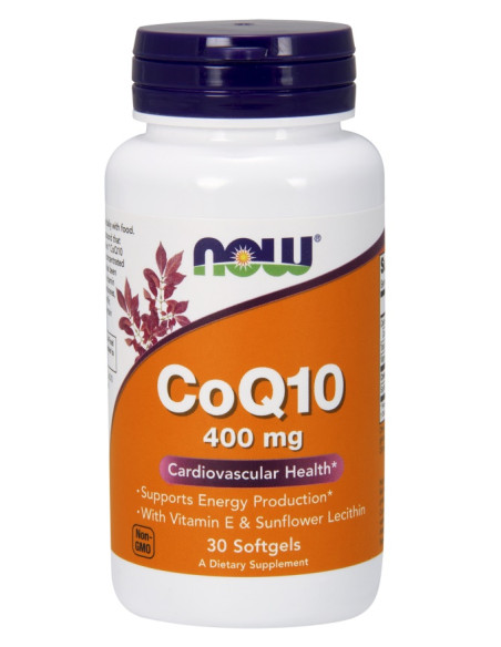 CoQ10 with Vitamin E & Sunflower Lecithin, 400mg - 30 softgels | NOW Foods