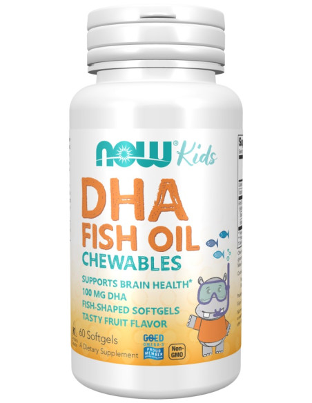 DHA Kids Fish Oil Chewables, 100mg - 60 softgels | NOW Foods