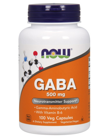 GABA with Vitamin B6, 500mg - 100 vcaps | NOW...