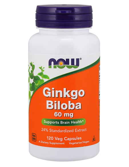 Ginkgo Biloba, 60mg - 120 vcaps | NOW Foods