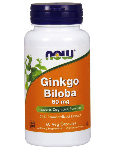 Ginkgo Biloba, 60mg - 60 vcaps | NOW Foods