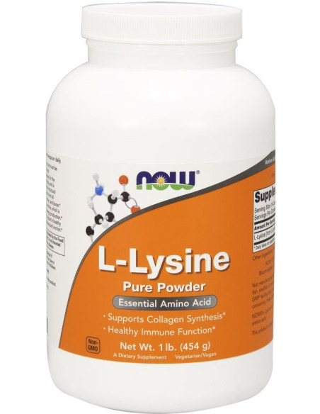 L-Lysine, 1000mg (Powder) - 454g | NOW Foods