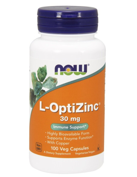 L-OptiZinc, 30mg - 100 vcaps | NOW Foods