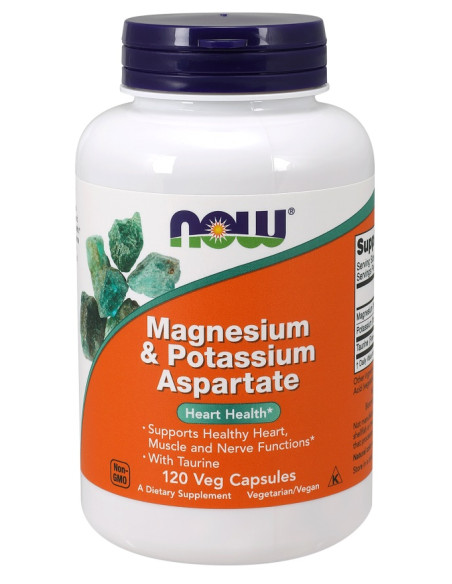 Magnesium & Potassium Aspartate with Taurine - 120 vcaps | NOW Foods