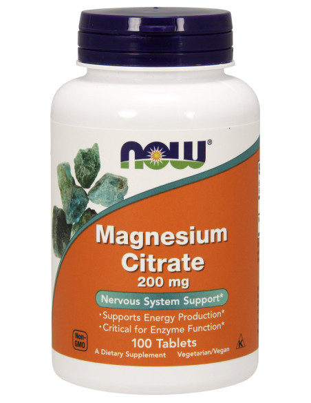 Magnesium Citrate, 200mg - 100 tablets | NOW Foods