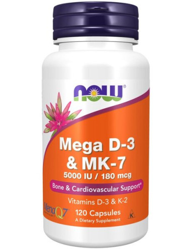 Mega D-3 & MK-7 - 120 caps | NOW Foods