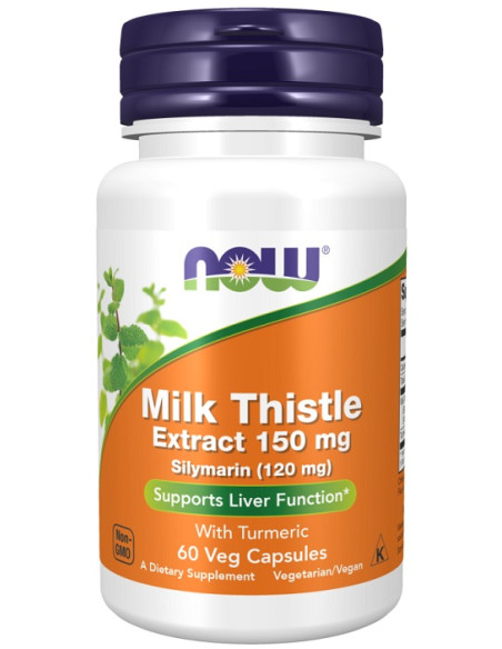 Milk Thistle Extract with Turmeric, 150mg - 60 vcaps | NOW Foods