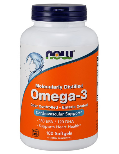 Omega-3 Enteric Coated - 180 softgels | NOW Foods