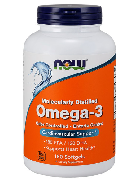 Omega-3 Enteric Coated - 180 softgels | NOW Foods