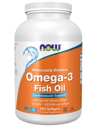 Omega-3 Fish Oil, Molecularly Distilled - 500...