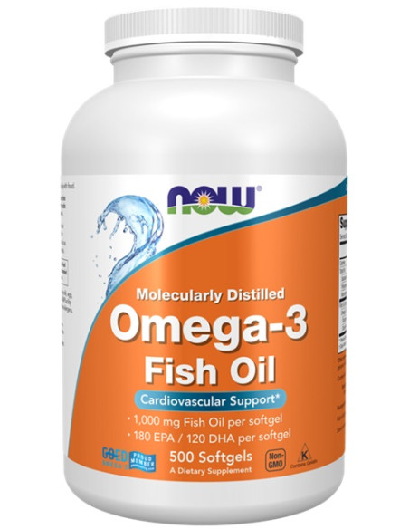 Omega-3 Fish Oil, Molecularly Distilled - 500 softgels | NOW Foods