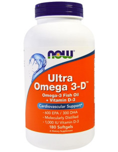 Ultra Omega 3-D with Vitamin D-3 - 180 softgels | NOW Foods
