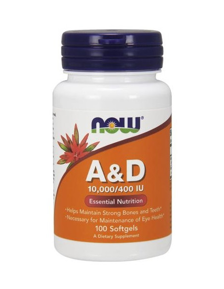 Vitamin A & D, 10000/400 IU - 100 softgels | NOW Foods