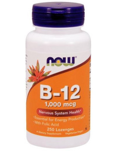 Vitamin B-12 with Folic Acid, 1000mcg - 250 lozenges |...