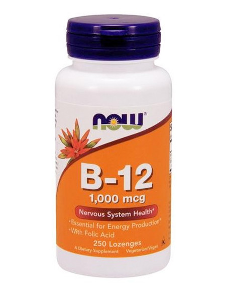 Vitamin B-12 with Folic Acid, 1000mcg - 250 lozenges | NOW Foods