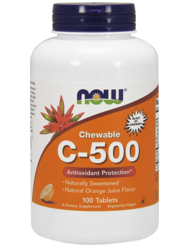 Vitamin C-500 Chewable, Orange - 100 tabs | NOW...
