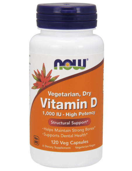 Vitamin D, 1000 IU Vegetarian - Dry - 120 vcaps | NOW Foods