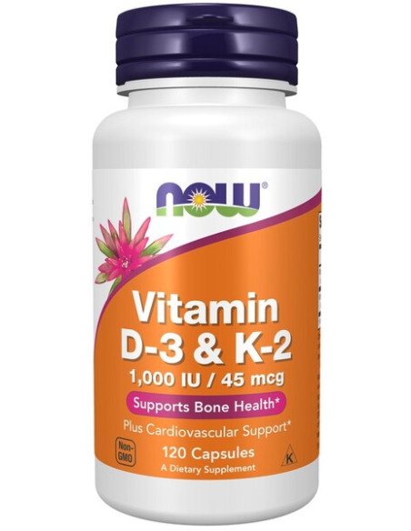 Vitamin D-3 & K-2 - 120 vcaps | NOW Foods