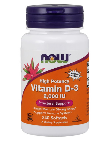 Vitamin D-3, 2000 IU - 240 softgels | NOW Foods