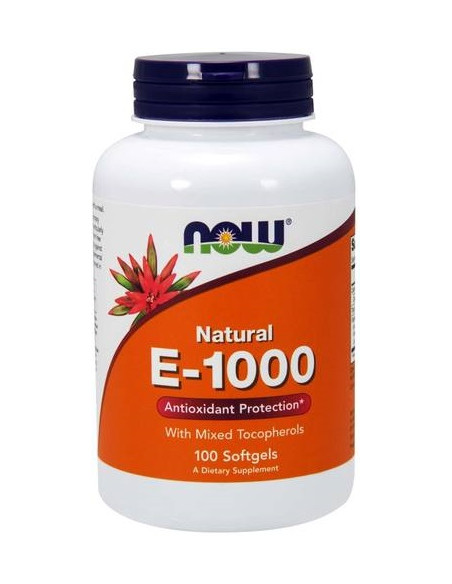 Vitamin E-1000 - Natural (Mixed Tocopherols) - 100 softgels | NOW Foods