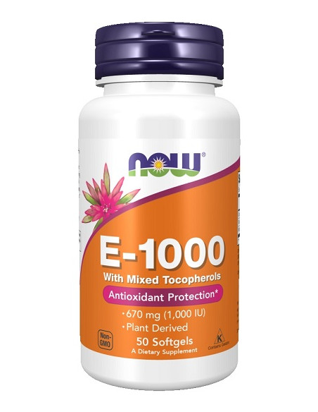Vitamin E-1000 - Natural (Mixed Tocopherols) - 50 softgels | NOW Foods