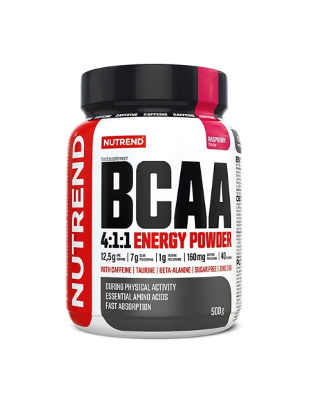 BCAA 4:1:1 Energy Powder, Raspberry - 500g | Nutrend