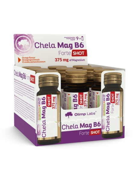 Chela Mag B6 Forte Shot, Orange - 9 x 25 ml. | Olimp Nutrition