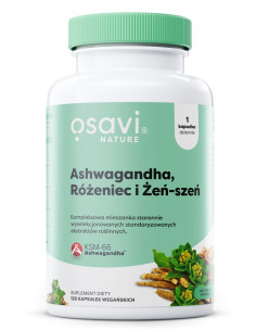 Ashwagandha + Różeniec i Żeń-szeń - 120 vegan capsules |...