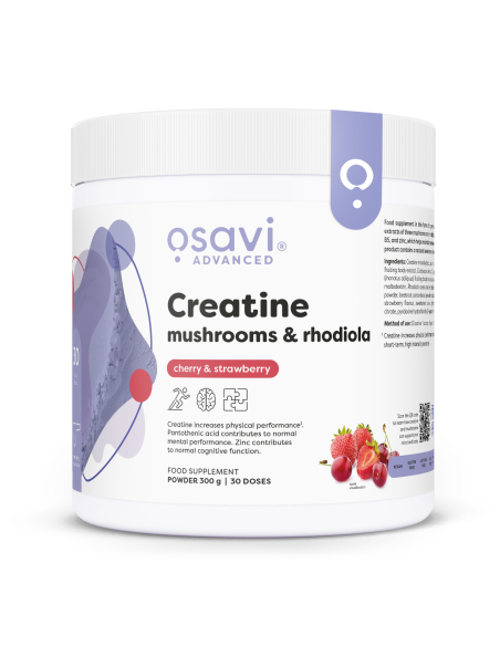 Creatine, Mushrooms & Rhodiola, Cherry & Strawberry - 300g | Osavi
