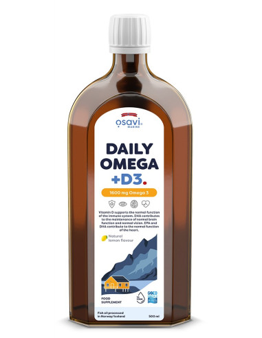 Daily Omega + D3, 1600mg Omega 3 (Natural...