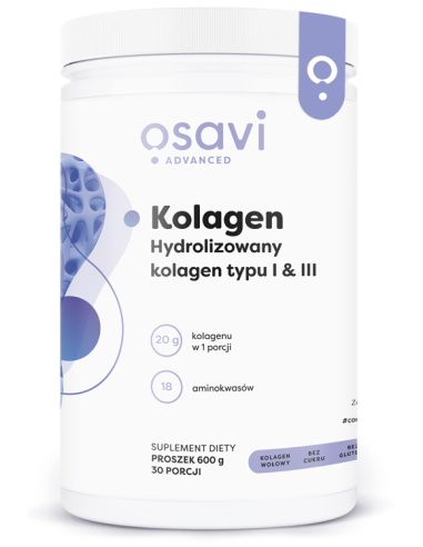 Kolagen Hydrolizowany, Typu I & III - 600g | Osavi