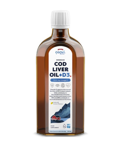 Norwegian Cod Liver Oil + D3, 1000mg Omega 3...