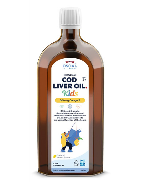 Norwegian Cod Liver Oil Kids, 500mg Omega 3 (Lemon) - 500 ml. | Osavi