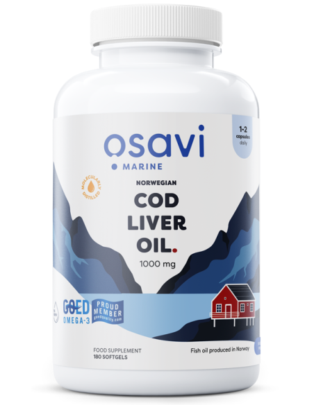 Norwegian Cod Liver Oil Softgels, 1000mg (Lemon) - 180 softgels | Osavi