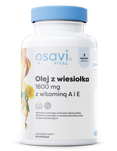 Olej z Wiesiołka z Witaminą A i E, 1800mg - 90...