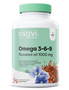 Omega 3-6-9 Flaxseed Oil, 1000mg - 120 softgels | Osavi