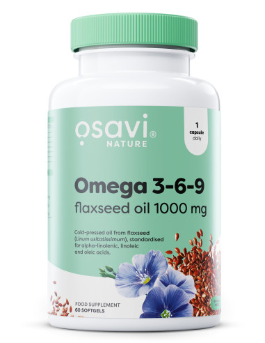 Omega 3-6-9 Flaxseed Oil, 1000mg - 60 softgels...