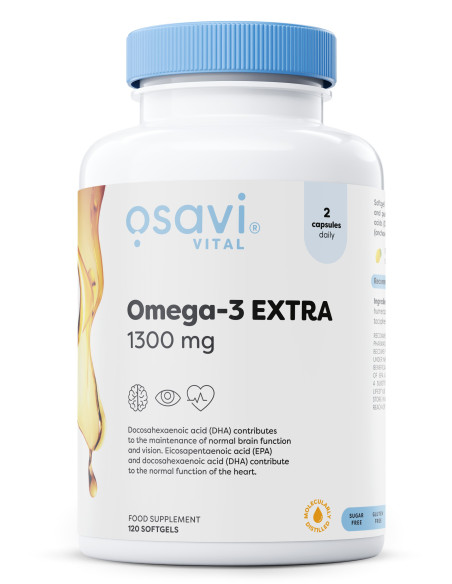 Omega-3 Extra Molecularly Distilled, 1300mg (Lemon) - 120 softgels | Osavi