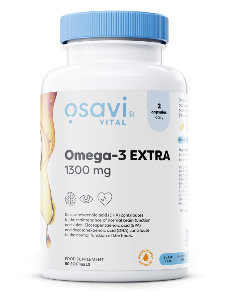 Omega-3 Extra Molecularly Distilled, 1300mg (Lemon) - 60 softgels | Osavi