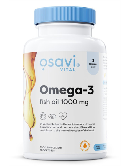 Omega-3 Fish Oil Molecularly Distilled, 1000mg (Lemon) - 60 softgels | Osavi