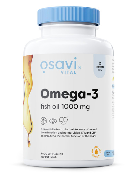 Omega-3 Fish Oil Molecularly Distilled, 1000mg - 120 softgels | Osavi