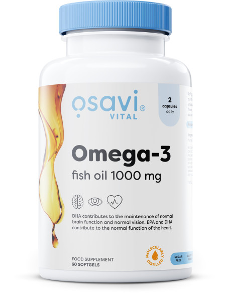 Omega-3 Fish Oil Molecularly Distilled, 1000mg - 60 softgels | Osavi