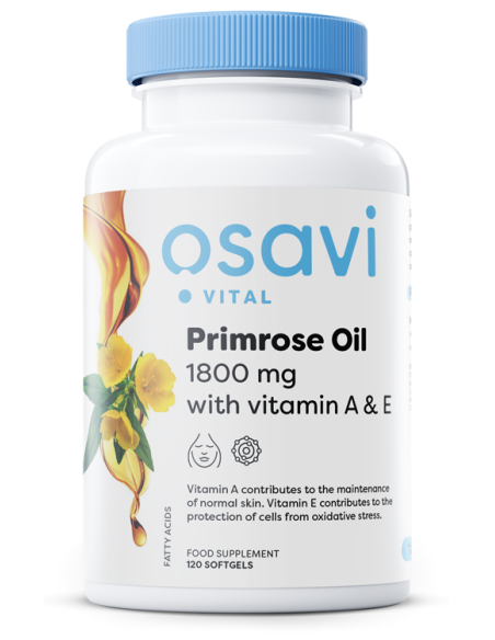 Primrose Oil with Vitamin A & E, 1800mg - 120 softgels | Osavi