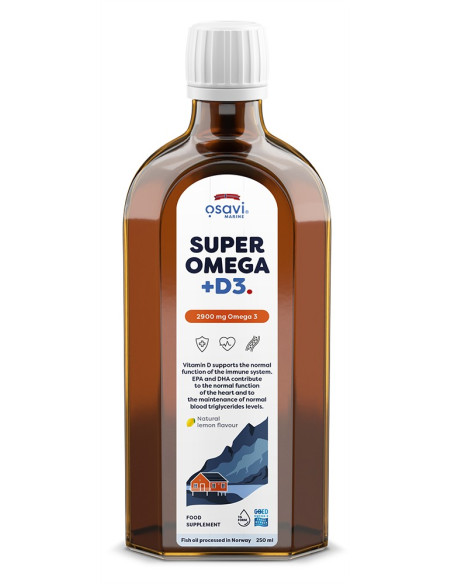 Super Omega + D3, 2900mg Omega 3 (Lemon) - 250 ml. | Osavi