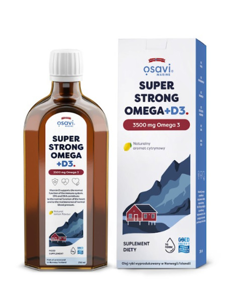 Super Strong Omega + D3 (Marine), 3500mg Omega 3 (Cytryna) - 250 ml. | Osavi