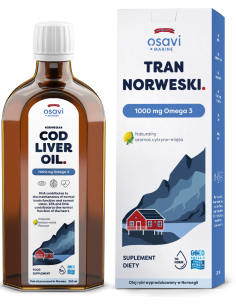 Tran Norweski, 1000mg Omega 3 (Cytryna - Mięta) - 250 ml....
